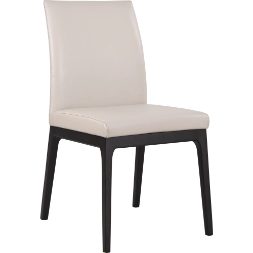 Tokyo Dining Chair in Wheat Neutral Leather & Dark Wood (Set of 2)